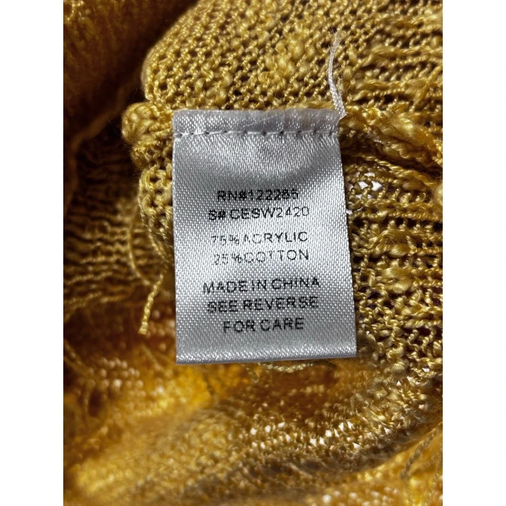 Adora Distressed Star Sweater Raw Hem Cotton Blend Golden Yellow M Boho Y2K‎ NWT
